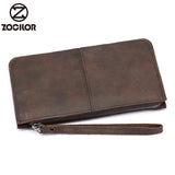 Retro Crazy Horse Leather Long Wallet Men Women Clutch Bag Handbag