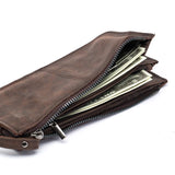 Retro Crazy Horse Leather Long Wallet Men Women Clutch Bag Handbag