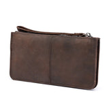 Retro Crazy Horse Leather Long Wallet Men Women Clutch Bag Handbag