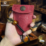 100% Leather Smart Key Holder Bag Retro DIY Housekeeper Key Hasp Purse