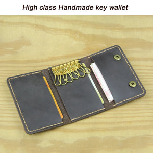 Vintage Leather Key Holder Key Wallet Men Women Key Organizer Pouch