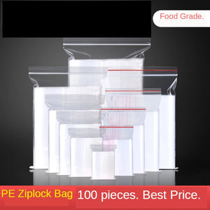100 Pcs Mini Zip Lock Bags PE Plastic Packaging Bags