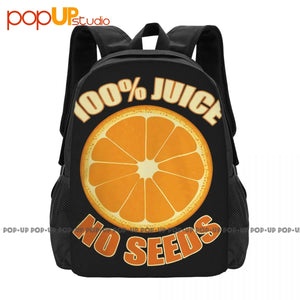 100% Juice No Seeds Orange Backpack Large Capacity Vintage Schoolbag
