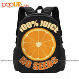 100% Juice No Seeds Orange Backpack Large Capacity Vintage Schoolbag