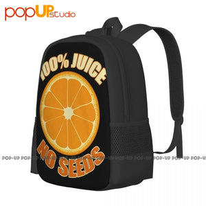 100% Juice No Seeds Orange Backpack Large Capacity Vintage Schoolbag