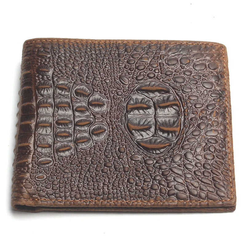 Crocodile Embossed Leather Men Wallet Vintage Male Purse