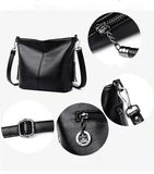 Women's Leather Tassel Shoulder Bag Bucket Bag