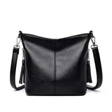 Women's Leather Tassel Shoulder Bag Bucket Bag
