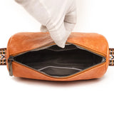Cowhide Boston Bag Women's Shoulder Handbag Wide Strap Messenger