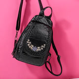 Sheepskin Travel Backpack Women Leather Mochila Feminina