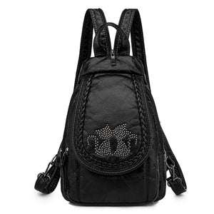 Sheepskin Travel Backpack Women Leather Mochila Feminina