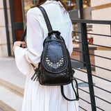 Sheepskin Travel Backpack Women Leather Mochila Feminina