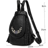 Sheepskin Travel Backpack Women Leather Mochila Feminina