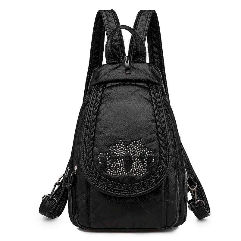 Sheepskin Travel Backpack Women Leather Mochila Feminina