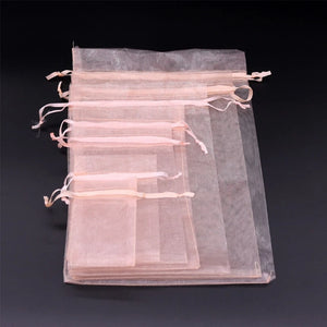 100 Sheer Organza Bags Drawstring Pouch for Jewelry Wedding Favor Party Candy