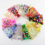 100Pcs Moon Star Organza Bags Drawstring Jewelry Pouch