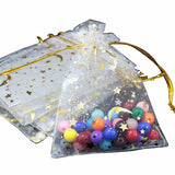 100Pcs Moon Stars Drawstring Organza Bags for Wedding Party