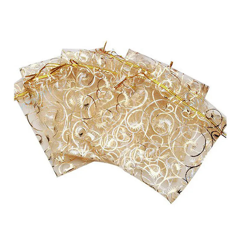 100Pcs/lot Organza Drawstring Gift Bag Jewelry Packaging Bags