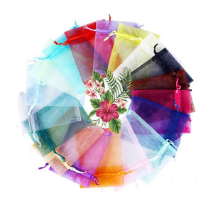 100Pcs Jewelry Tulle Drawstring Bag Wedding Gift Organza Bag