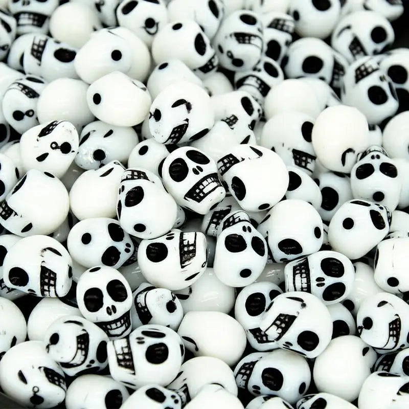 100pcs Bag Small Skull Bone Halloween Props 10mm Ghost DIY Jewelry Acrylic Beads