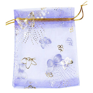 100pcs 10x12cm Purple Butterfly Drawstring Bags for Wedding Candy Jewelry