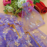 100pcs 10x12cm Purple Butterfly Drawstring Bags for Wedding Candy Jewelry