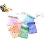 100pcs Moon Star Organza Bags 7x9cm Christmas Drawstring Gift Bag
