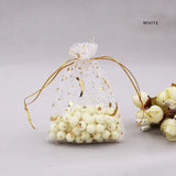 100pcs Moon Star Organza Bags 7x9cm Christmas Drawstring Gift Bag