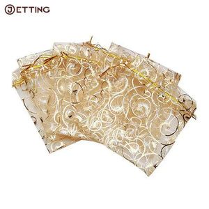 100pcs Coralline Organza Bags Jewelry Tea Packaging Wedding Gift Bags