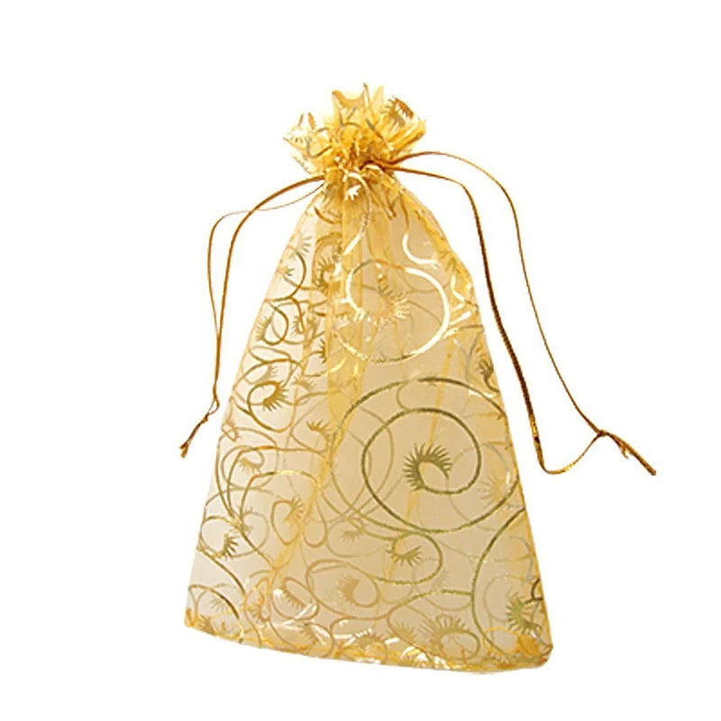 100pcs Coralline Organza Bags Jewelry Tea Packaging Wedding Gift Bags