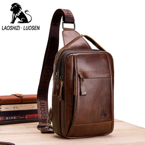 Men Leather Chest Bag Messenger Bag