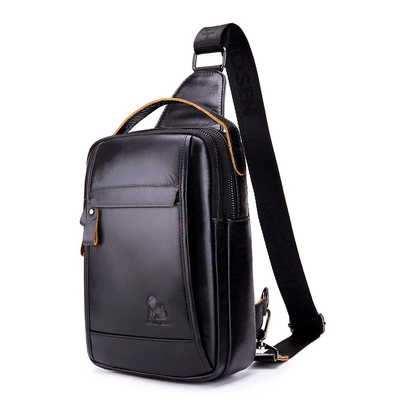 Men Leather Chest Bag Messenger Bag