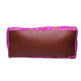Pink Plush PU Leather Travel Duffle Weekend Handbag Clutch Wrist Bag