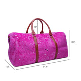 Pink Plush PU Leather Travel Duffle Weekend Handbag Clutch Wrist Bag