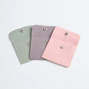 10PCS Microfiber Jewelry Packaging Velvet Gift Bags Small Snap Button Pouches