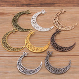 10Pcs 33*40mm Hollow Moon Charm Metal Pendant For DIY Jewelry Making