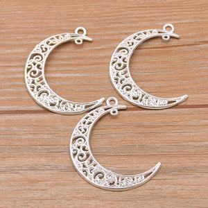 10Pcs 33*40mm Hollow Moon Charm Metal Pendant For DIY Jewelry Making