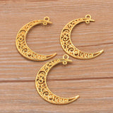 10Pcs 33*40mm Hollow Moon Charm Metal Pendant For DIY Jewelry Making