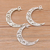 10Pcs 33*40mm Hollow Moon Charm Metal Pendant For DIY Jewelry Making