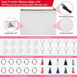 10Pcs DIY Canvas Pencil Case Set with Acrylic Keychain Blank