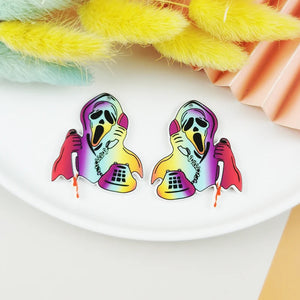 10Pcs Flying Ghost Halloween Acrylic Charms Specter Earring Pendant DIY Accessor