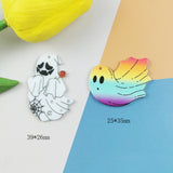 10Pcs Flying Ghost Halloween Acrylic Charms Specter Earring Pendant DIY Accessor