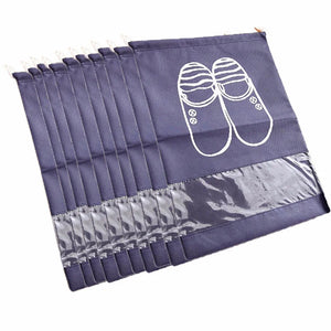 10Pcs Shoe Dust Covers Non-Woven Drawstring Storage Bag Travel Pouch
