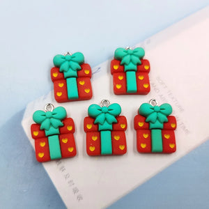 10pcs Christmas Bowknot Resin Charms For Jewelry Making
