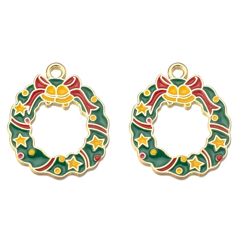 10pcs Christmas Tree Socks Enamel Charm DIY Bracelet Necklace Accessories