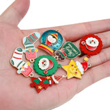 10pcs Christmas Tree Socks Enamel Charm DIY Bracelet Necklace Accessories
