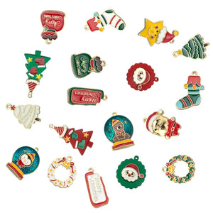 10pcs Christmas Tree Socks Enamel Charm DIY Bracelet Necklace Accessories