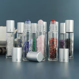 10pcs Healing Crystal Roll-On Essential Oil Bottles with Semiprecious Stones