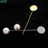 10pcs Rhodium Pearl Alloy Brooch Pin Base Blank Tray DIY Accessory