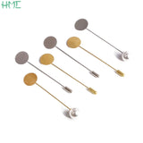 10pcs Rhodium Pearl Alloy Brooch Pin Base Blank Tray DIY Accessory